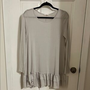 Easel Light Gray Tunic with Ruffle Detail